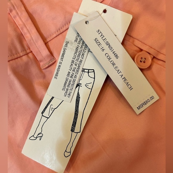 Larry Levine Soft Stretch Career Crop Pants Peach Capris Size 16  NWT - Picture 9 of 13